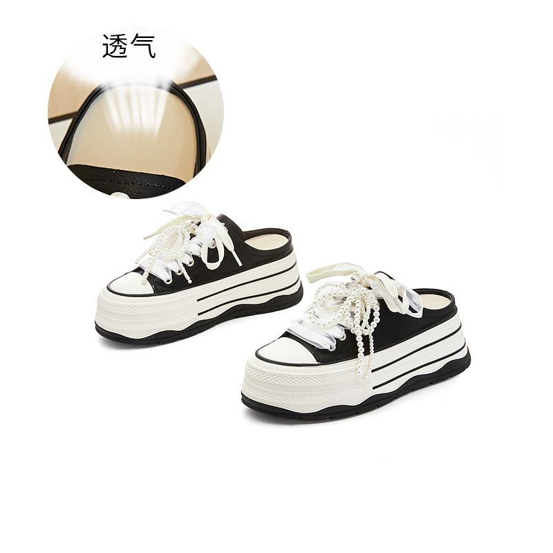 

New bag head slippers women s summer flat sandals outer wear women s high-end women s shoes casual fashion half drag women 40 чёрный