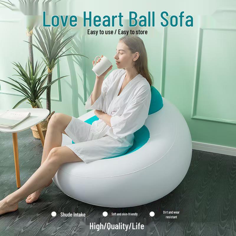 Heart-Shaped Inflatable Sofa - Flocked Camping & Leisure Chair