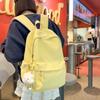 School Bag Female College Student Soft Waxy Milk Yellow Backpack Simple Ins Large Capacity Junior High School Student Appearance Backpack