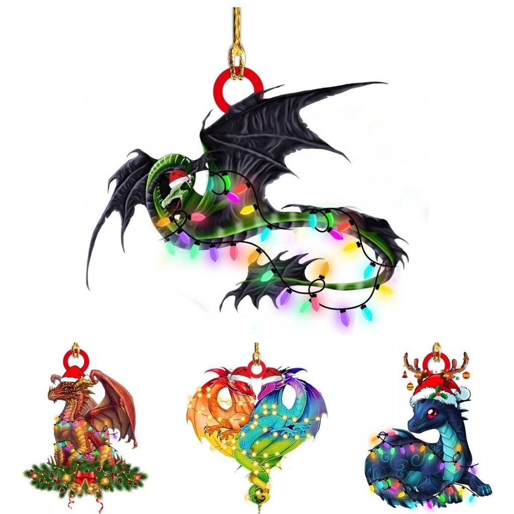 Festive Cartoon Style Acrylic Dragon Car Ornament For Vibrant Christmas Decor