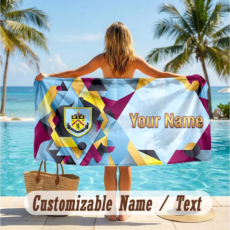 Custom Text Beach Towel, Soft Absorbent Swimming Multi-use TowelBurnley Football