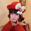 Christmas Red Plush Bow Top Hat 2025 Christmas New Year Painter Hat Ins Wind Bucket Hat