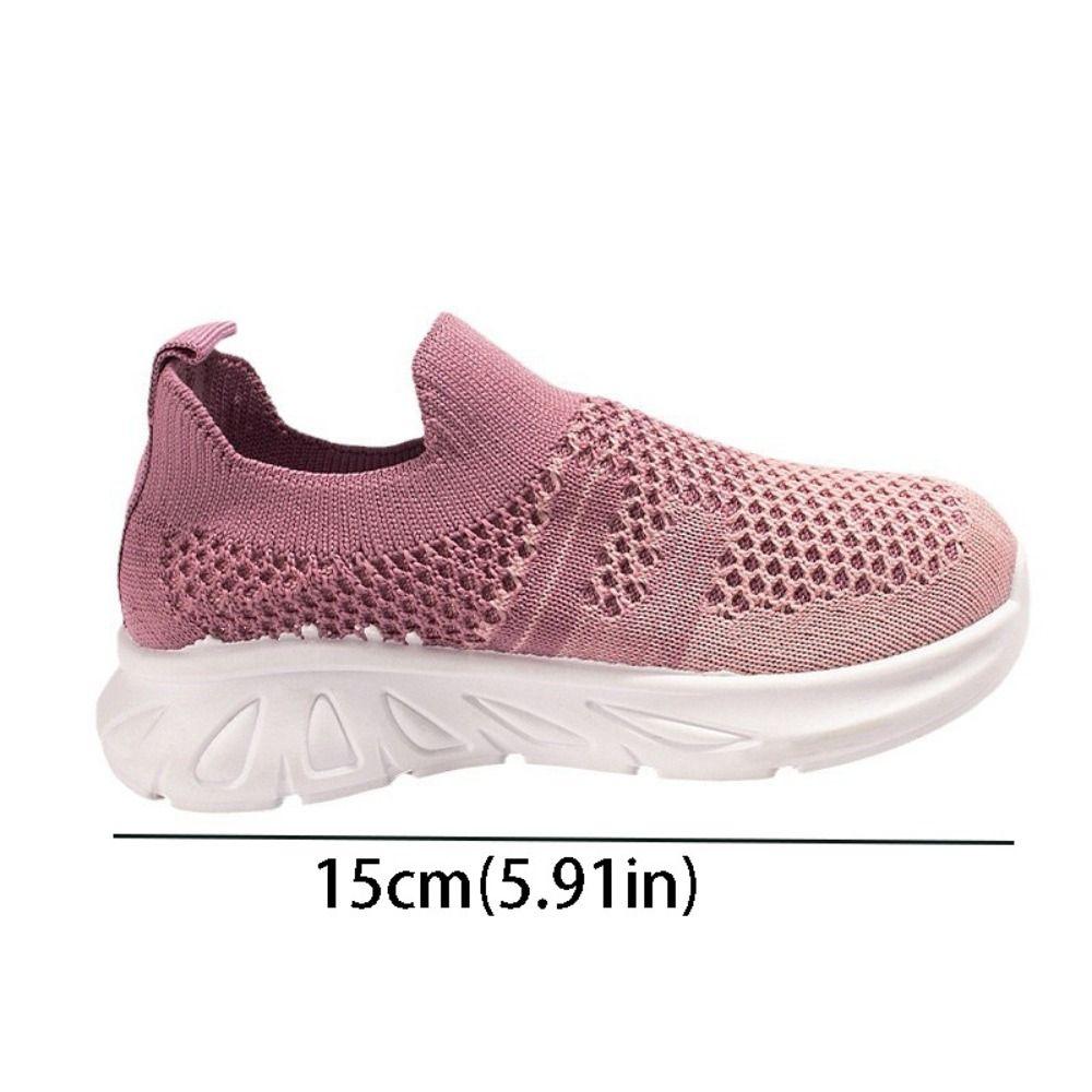 Mesh Upper Children Running Sneakers Soft Soled Patchwork Design Kids Shoes Slip-on Style Lightweight Anti-Slip Shoes