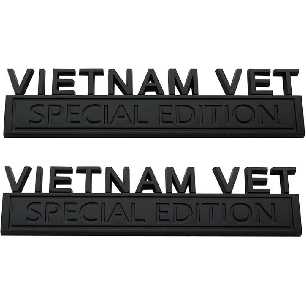 2PCS Vietnam Vet Special Edition Emblems 3D Raised Decals Exterior Truck Stickers Fender Vietnam Veteran Badges Replacement for F150 F250 F350 Chevy матовый черный