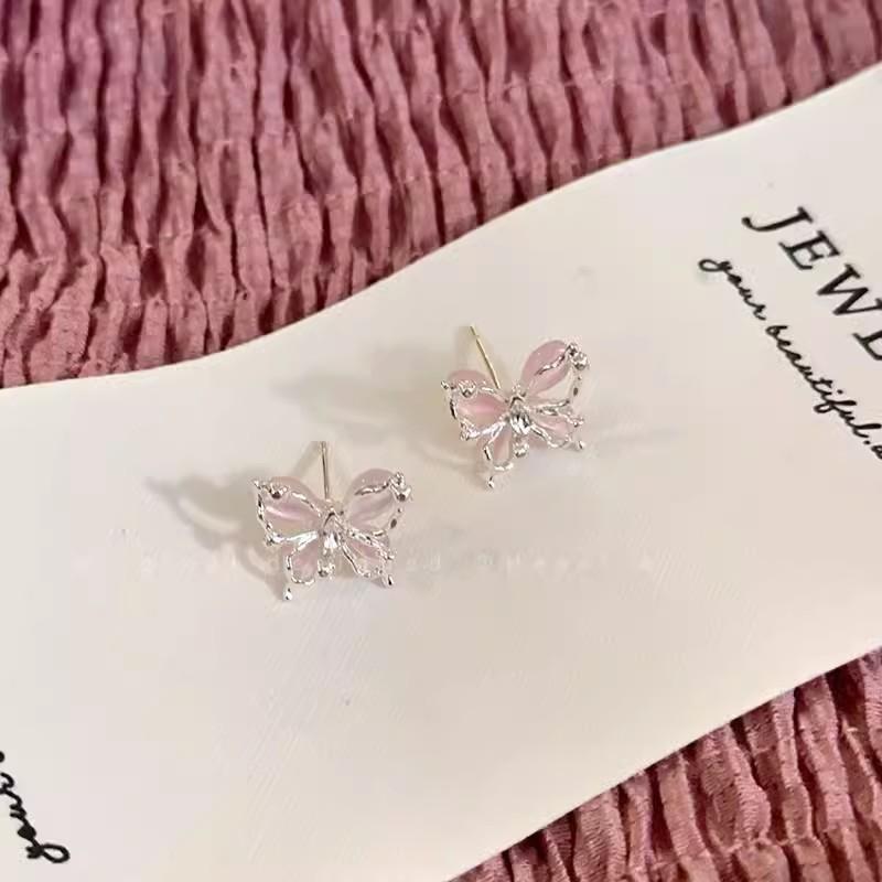 First Love Atmosphere~ Pink Butterfly Opal Earrings Women s Summer Exquisite Premium Earrings New Year s Earrings