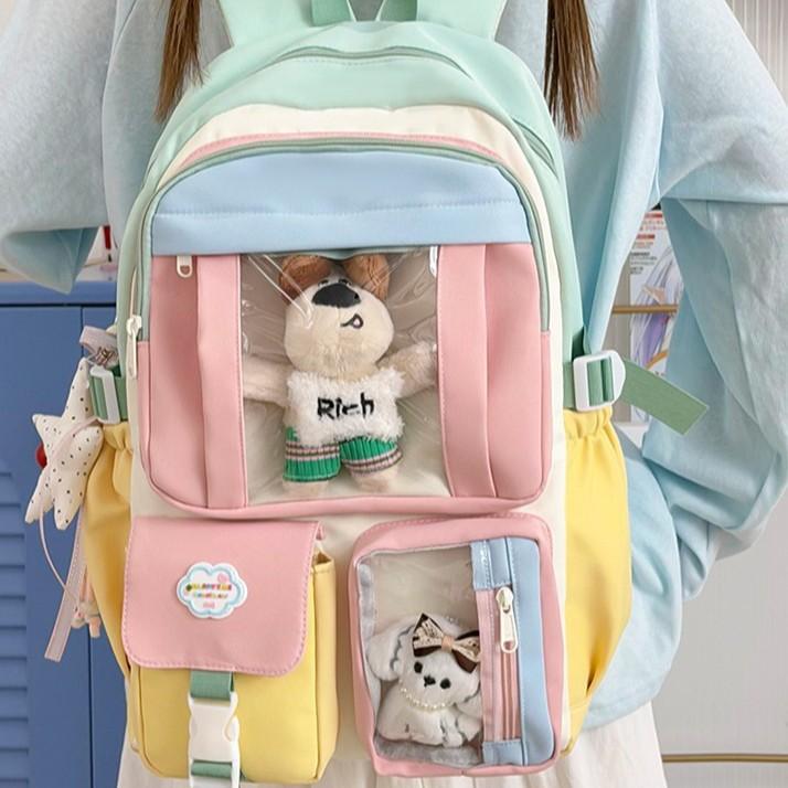 Schoolbag Wholesale Ins Wind Large Capacity High School Student Schoolbag Female Korean Version Harajuku Versatile Backpack Junior High School