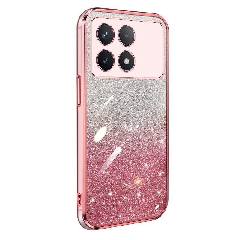 KEYSION Luxury Plating Glitter Phone Case for Xiaomi POCO F6 Pro Transparent Soft TPU Shockproof Back Cover for POCO F6 Pro