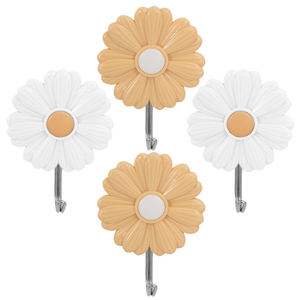4 Pcs Daisy Sticky Hook Bathroom Hanger Kids Coat Hooks Wall Hangers Storage Decorative Picture Small Child Clothes Rack