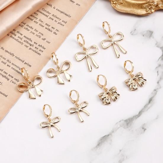 1 para kolczyków damskich kształt gładki wydrążony polerowany kokarda dekoracja ucha biżuteria bal