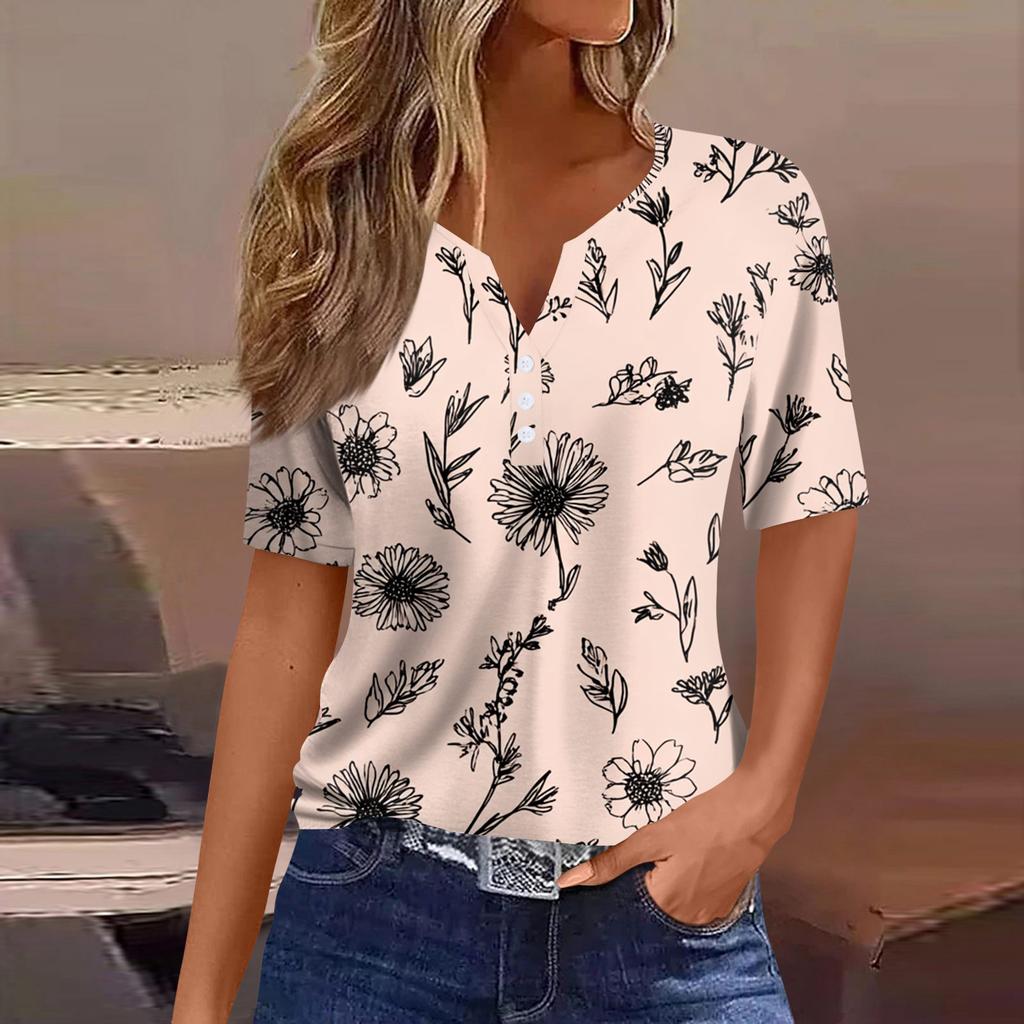 Women's Blouse Fashionable And Casual Short-Sleeved Printed T-shirt Top