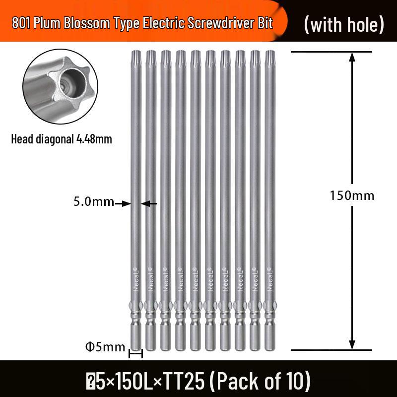 Nigao S2 Torx Electric Screwdriver Bit, 801 with Hole, 5mm Round Shank