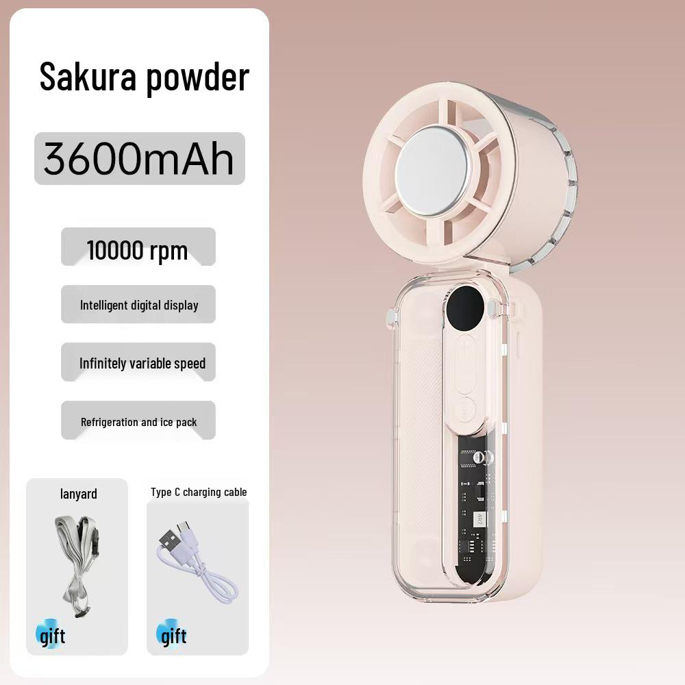 Rechargeable Handheld Neck-Hanging Mini Fan with Semiconductor Cooling and Long Battery Life
