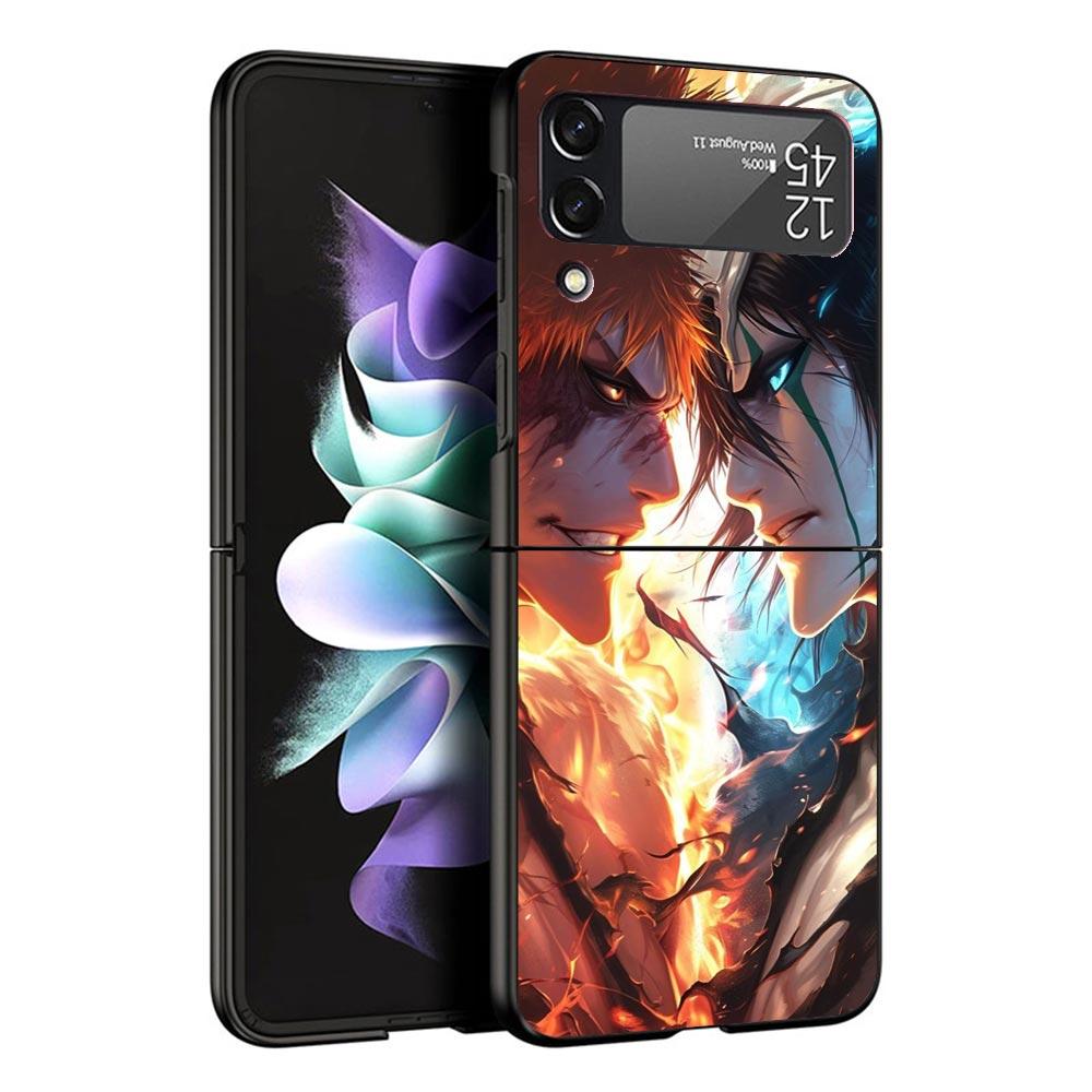 Kurosaki Ichigo Bleach Black Phone Case For Samsung ZFlip7 ZFlip6 ZFlip5 ZFlip4 ZFlip3 5G Hard Protective Galaxy Z Flip 3 4 5 6