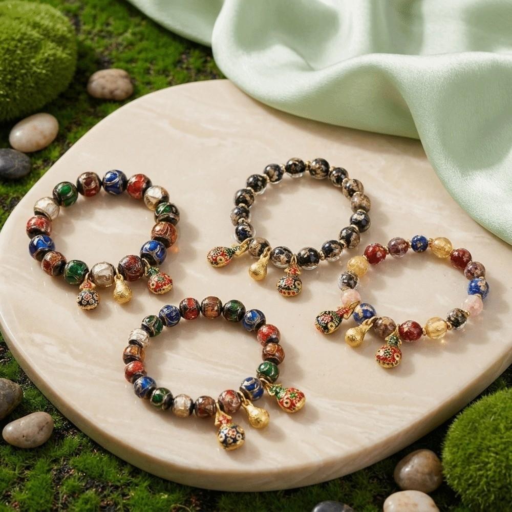 Incense Ash Prayer Bracelet Colorful Enamel Lucky Charm Bracelet Glass Bead Bracelet Men