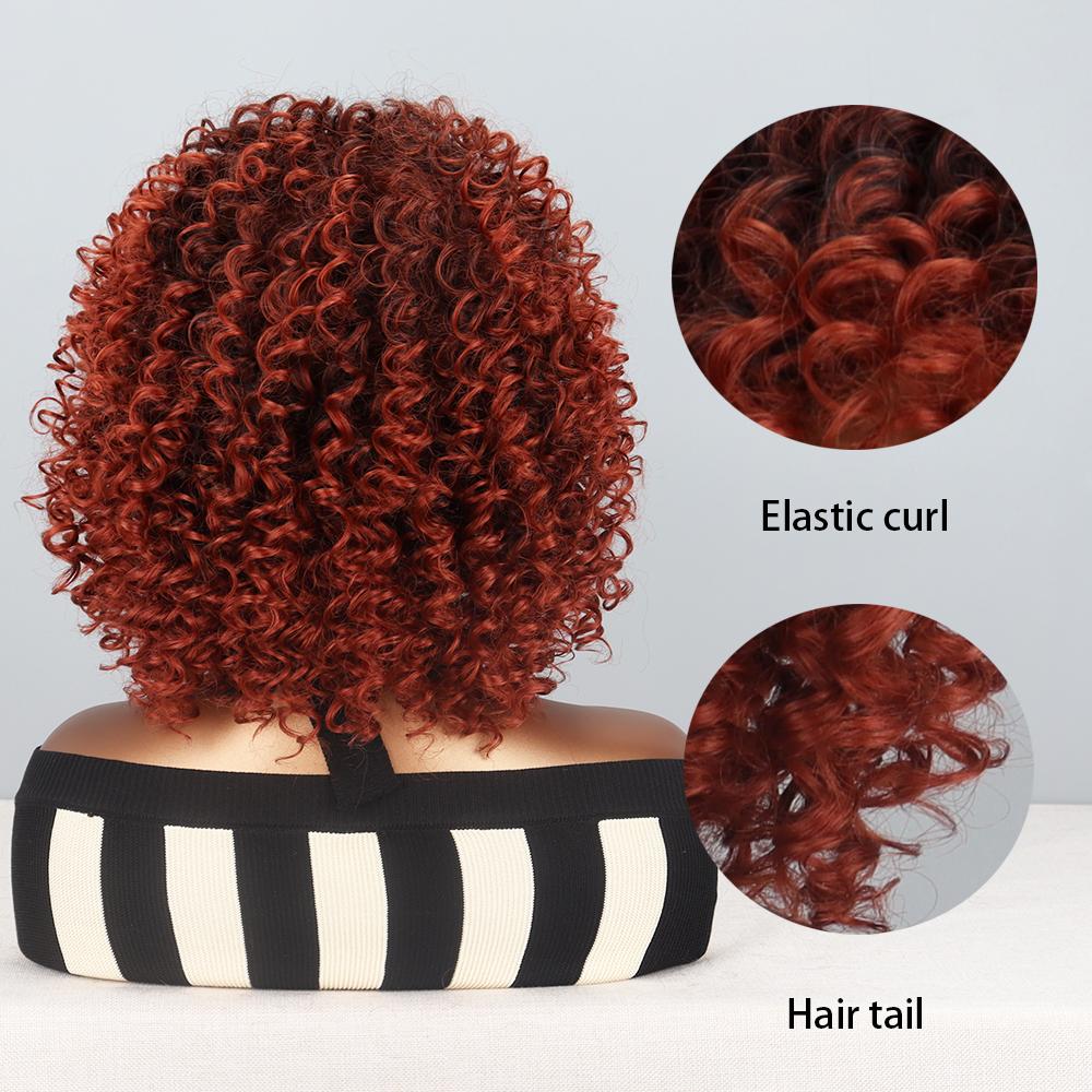 MISSQUEEN Afro Women Ombre Ginger Orange Kinky Curly Wig Synthetic Fiber Natural Cosplay Daily Wear Kinky Curly Wig