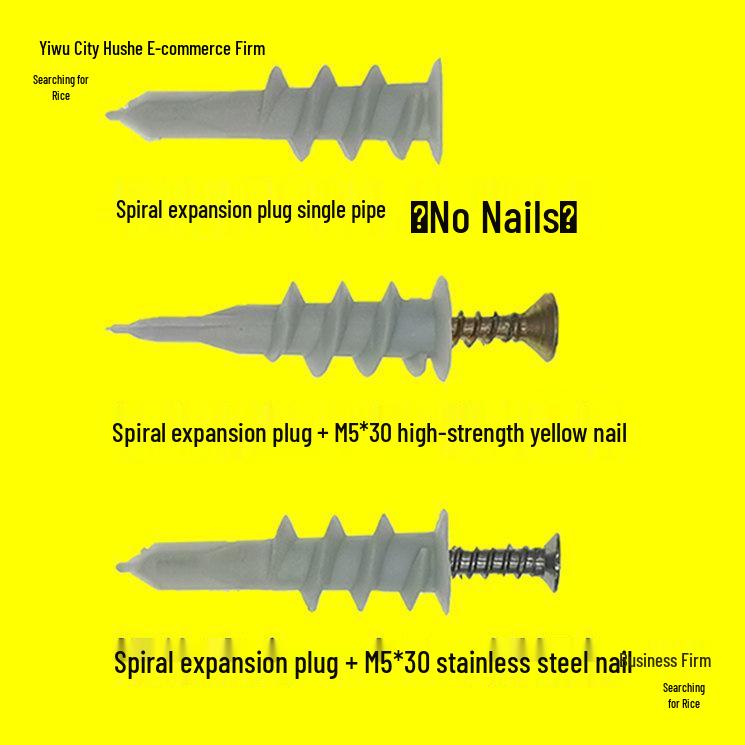 Nylon Spiral Wall Plug Screw Expansion Anchor for Plasterboard