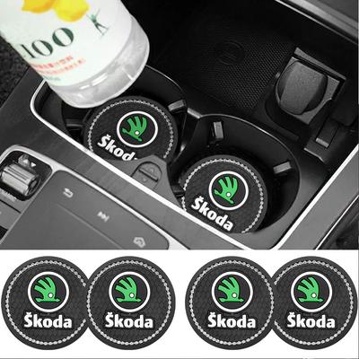 Diamond Rubber Non-slip Mat Water Cup Slot Pad Car Coaster For Karoq Octavia 3 A5 A7 Rapid Kami Scala Kodiaq Fabia Kamiq