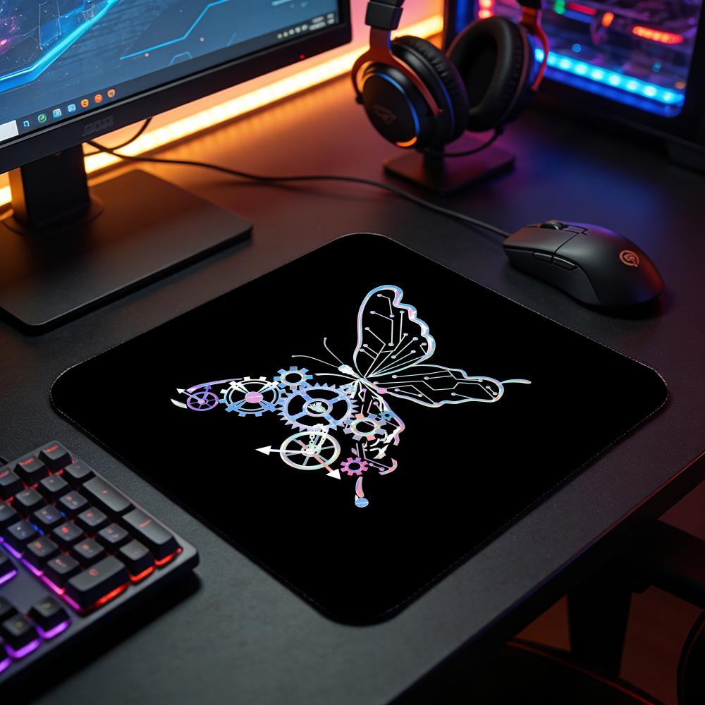 1PC Butterfly Pattern Gaming Mouse Pad, 50×50, Durable and Washable, Non-Slip Keyboard Pad, Laptop Rubber Desk Mat for PC Laptop