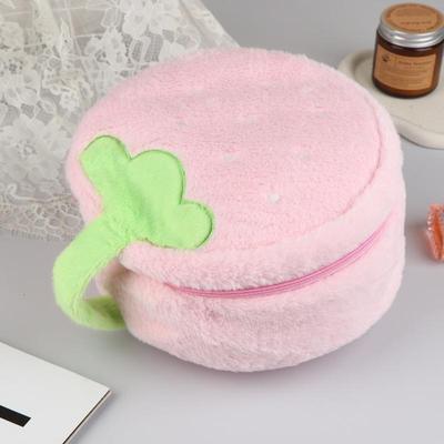 Lovely Strawberry Plush Cosmetics Bag Large Capacity Makeup Bag Sweet Simulation Fruits Storage Bag Toiletry Bags For Girls