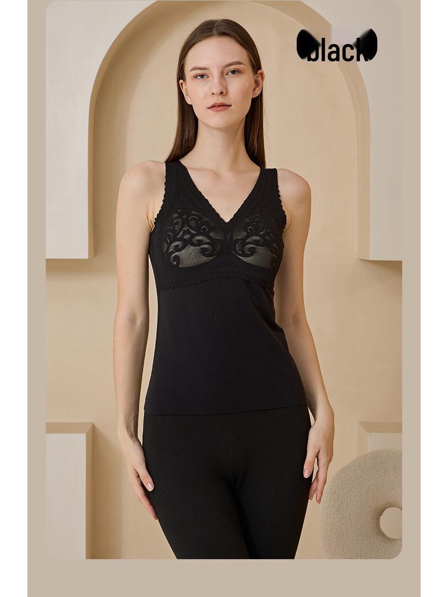 

Женский теплый жилет с нагрудными накладками - бесшовный топ из бархата и флиса на осень/зиму One size 80-140 чёрный/чистый