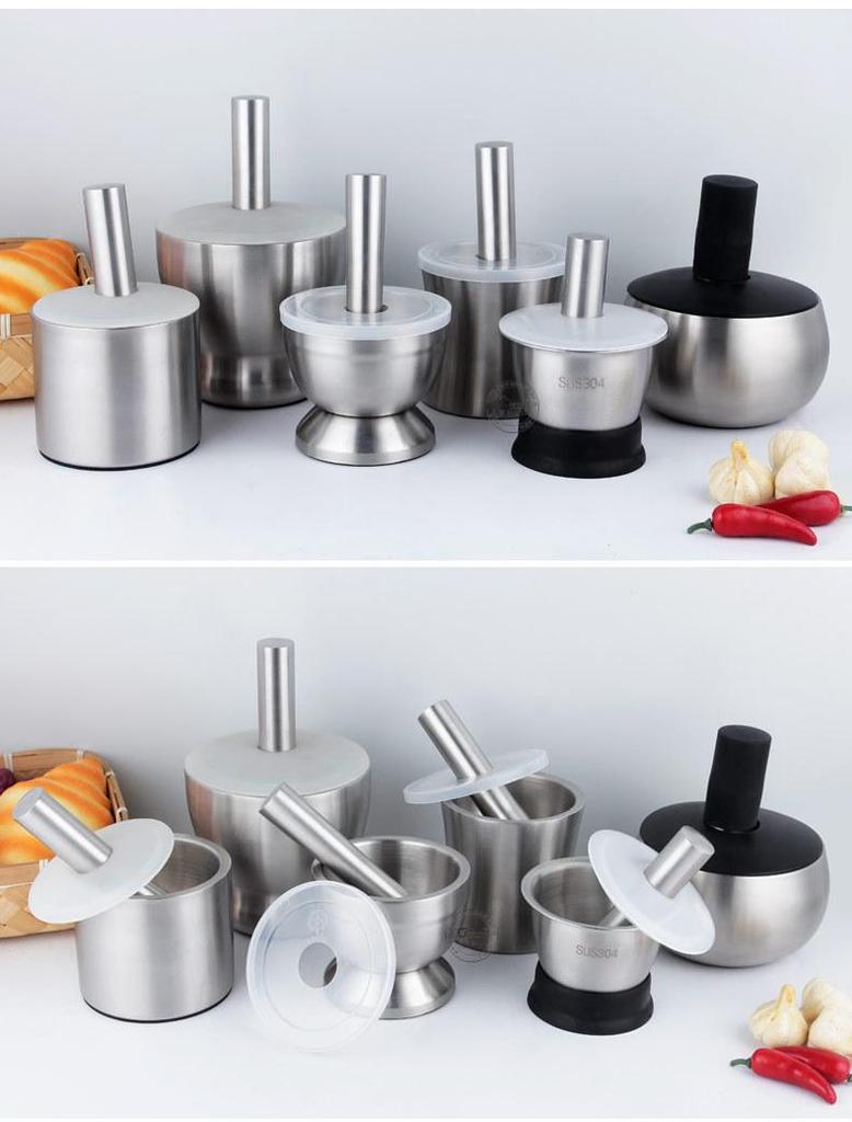 304 Stainless Steel Garlic Press & Grinder Mortar for Minced Garlic Paste