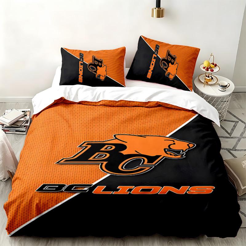 BC Lions Football team 3pc set Perfect for bedroom use Comfortable bedding set includes a duvet cover and two pillowcases Ideal birthday or Christmas
