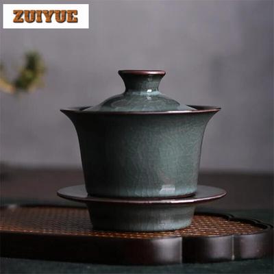 190ml Retro Eisriss Keramik Gaiwan Teetasse Handgefertigt Eisenmuster Teetureen Schale Chinesisches Luxus Porzellan Teegeschirr Trinkgeschirr