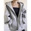 Fleece thickened sweater women, loose lazy wind hooded cardigan jacket in autumn and winter