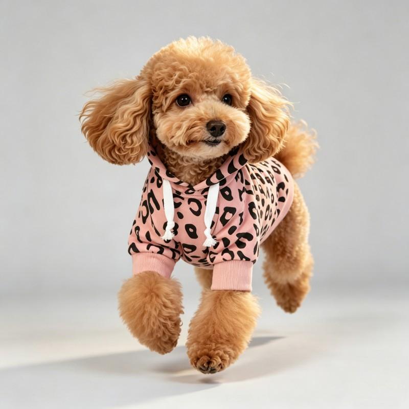 Pet Dog Hoodie Winter Warm Sweater Small Medium Large Dogs Leopard Print Casual Pullover