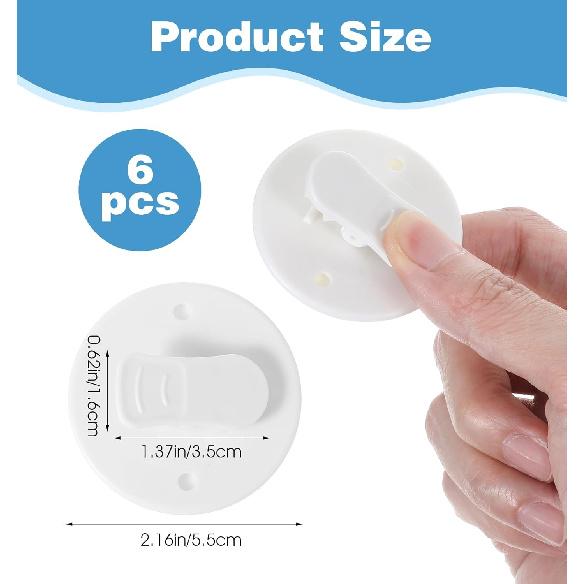 6Pcs Shower Curtain Clip, Self-Adhesive Shower Curtain Clips for Ide Shower Set for Home Hotel and Apartment Bathrooms