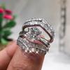 Huitan  Trendy 3Pcs/set Rings for Women  Color Luxury Inlaid White Cubic Zirconia Fashion Set Rings Female Jewelry