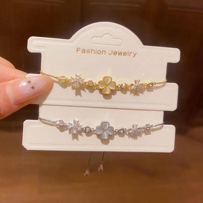 14K Goldplattiertes Zirkon Katzenauge Blume Armband - Eleganter Retro Luxus Schmuck