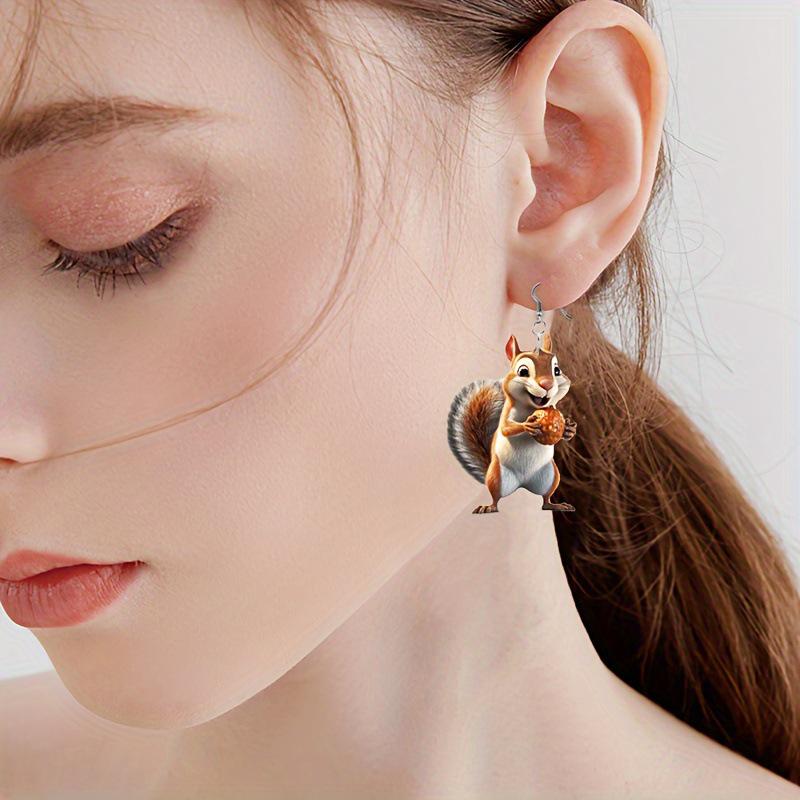 Acrylic Squirrel & Acorn Earrings: Perfect for Christmas or Daily Wear for Women