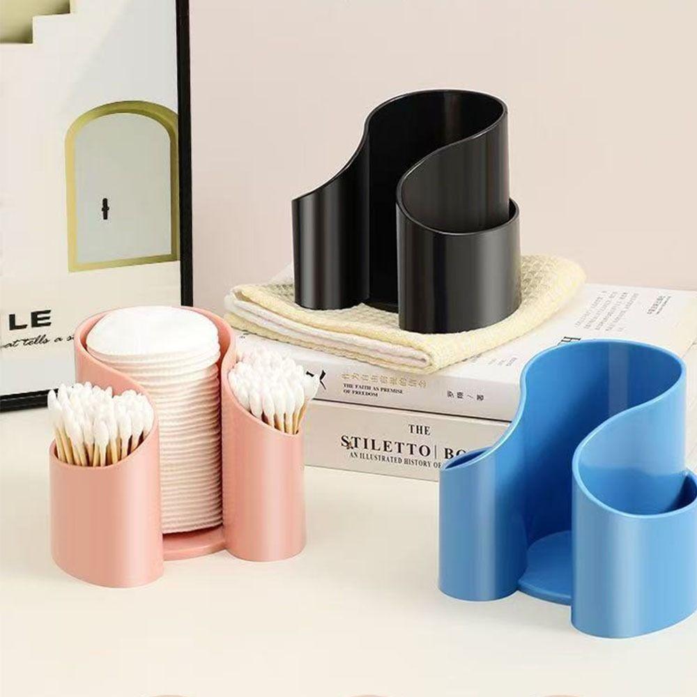 2in1 Swabs Dispenser Plastic Cosmetic Pad Storage Box Cotton Pad QTips Holder  Dressing Table
