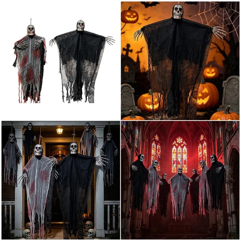 Large Eerie Fabric Specter Decoration Hanging Pendant Ornament Perfect For Halloween Party And Haunted House