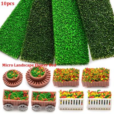 10pcs 1:50 1:75 Scale Micro Landscape Flower Bed Model Plastic Garden Border Minihouse Accessories