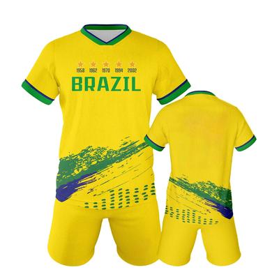 Soccer Jersey Set Brazil Football Shirt for School Team Club Practice Soccer Uniform