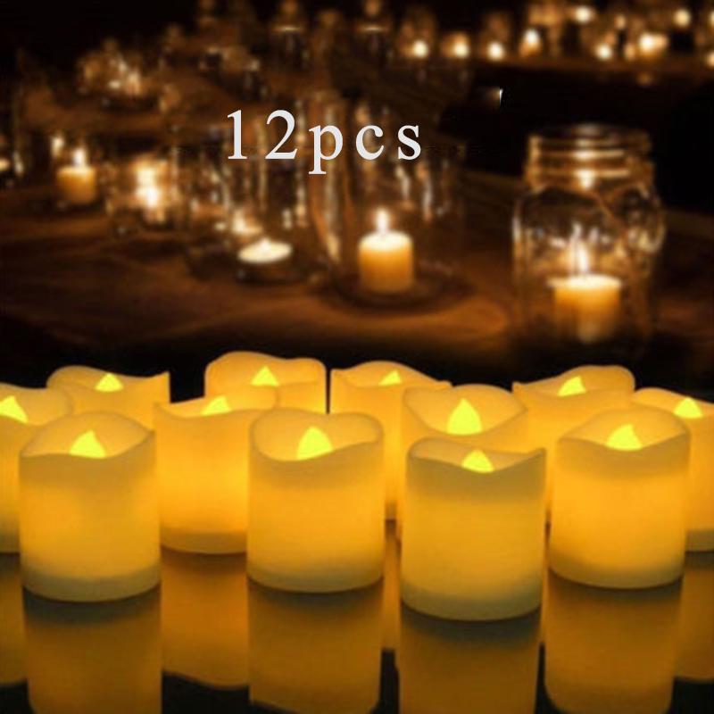 12 PCS Flameless Votive Candles Battery Operated Flickering LED Tea Light