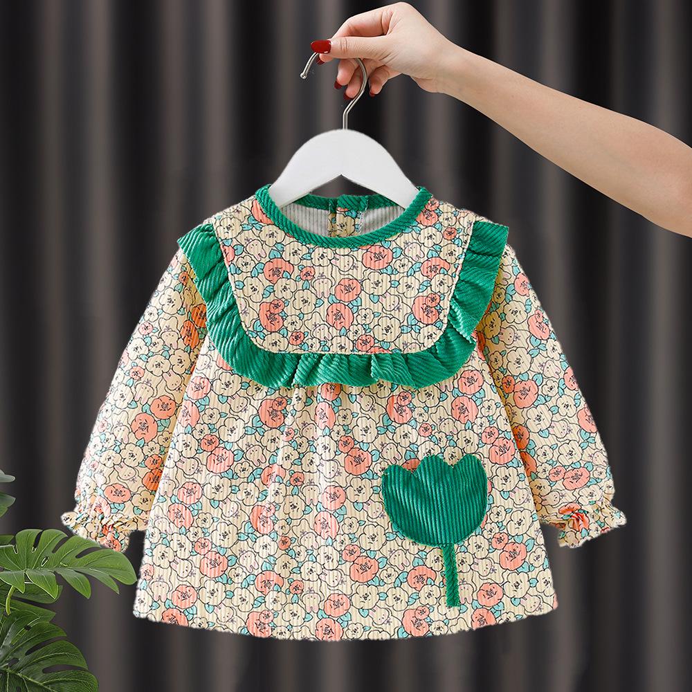 Waterproof & Stain-proof Baby Girl Coverall Bib - Reversible Autumn/Winter Protective Clothing