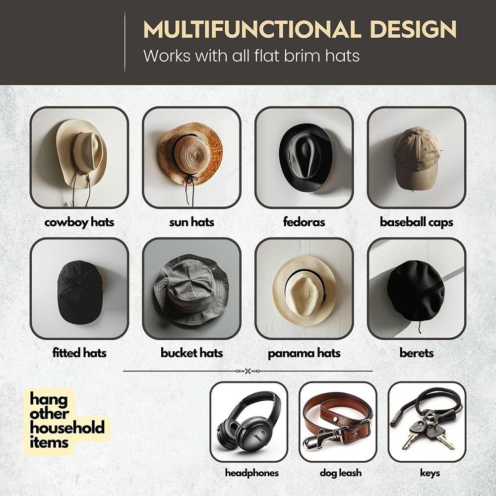 Sundries Storage Cowboy Hat Rack Closet Cap Holder Baseball Caps Organizer Adhesive Hat Hooks  Wall