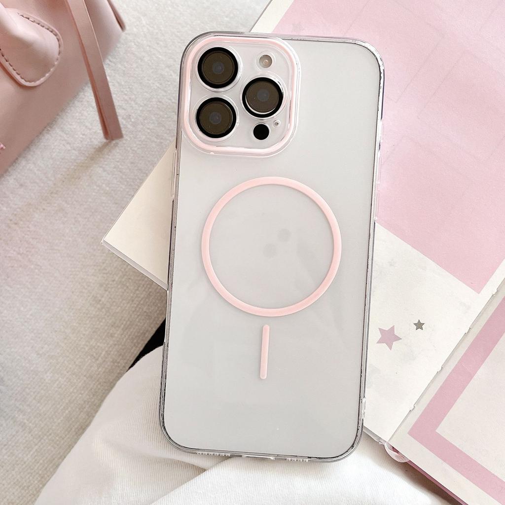 Acrylic transparent thin ring magnetic case, suitable for iPhone16Pro max mobile phone case, Apple 15 new 14/13.