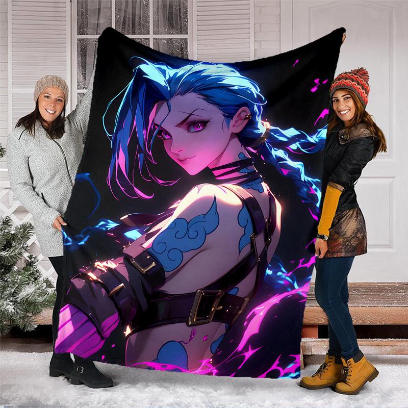1pc Game L-Lol Theme Blanket - Digital Print, Polyester, Cozy for All Seasons, Perfect for Outdoor, and Travel