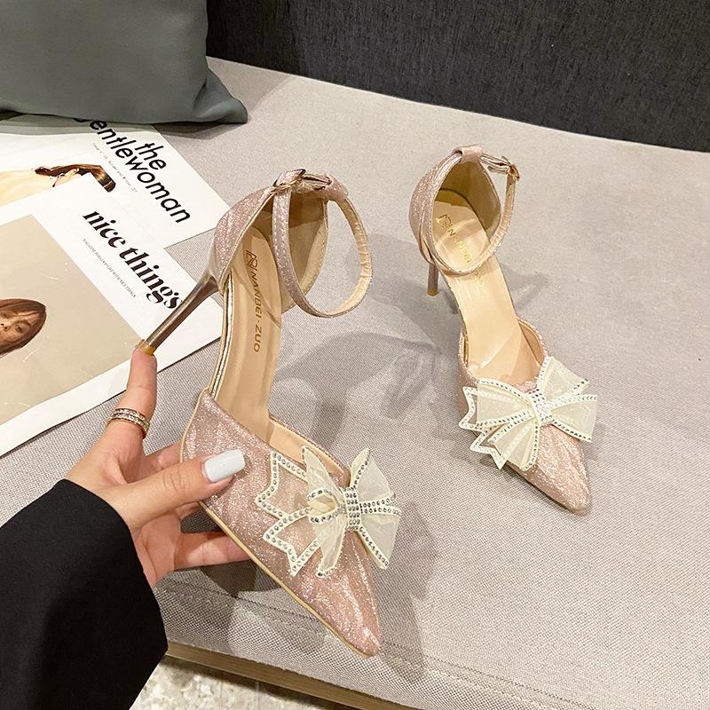 

French gentle and beautiful bow high heels women s 2025 new foreign trade large size single shoes simple and fashionable banquet shoes 42
