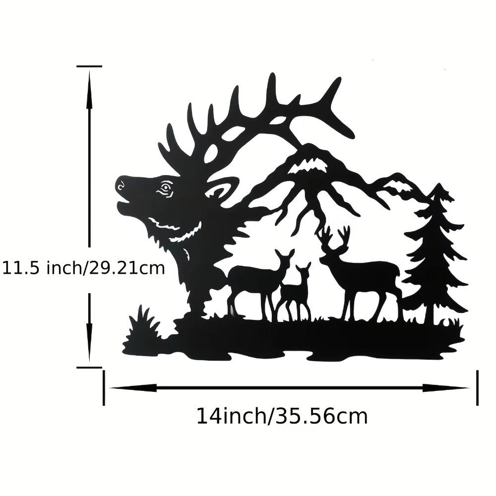 Set de 3 artă de perete cu cerb negru, urs și elan, de 14 inch, cabină rustică și decor de vânătoare Decoratiuni elegante pentru animale sălbatice