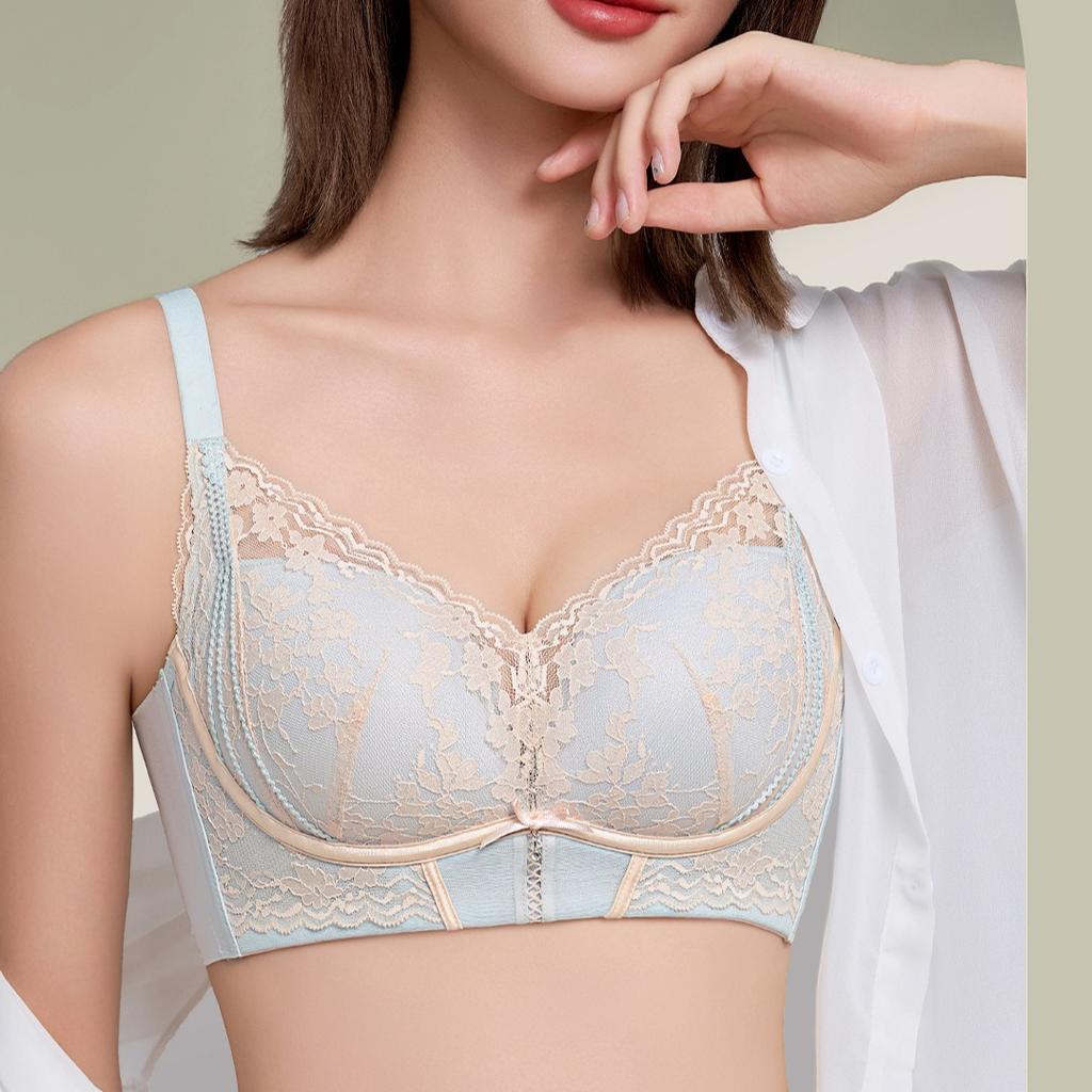 Sexy Spitzen-Push-up-BH mit Seitenverhältnis, Anti-Erschlaffung Seitenbrustanpassung Bügelloser BH