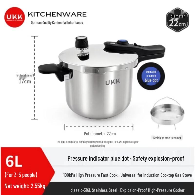 ukk 6L 316L Stainless Steel Pressure Cooker
