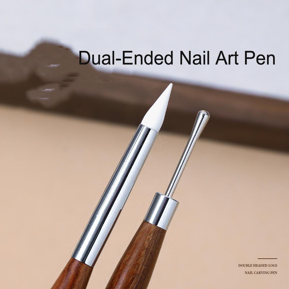1 Stück Doppelseitiger Schnitz-/ Kleber-Anpassungs Nagelstift Silikonspatel Pinsel Schnitzen Blume Malstift UV-Gel Tipps Maniküre Werkzeuge