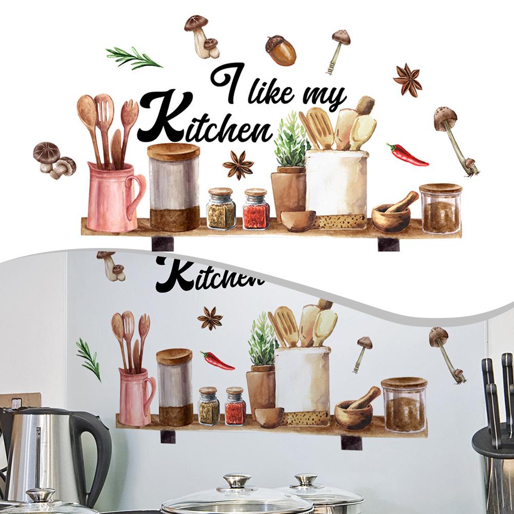 1pc Kitchen Wall Stickers Fun Design Cook Utensils Home Decoration Restaurant 30*60cm Home Decoration Stickers Posters