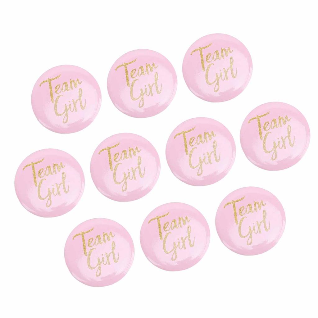10Pcs Gender Reveal Button Pins Tinplate Baby Shower Party Favors Decoration Supplies