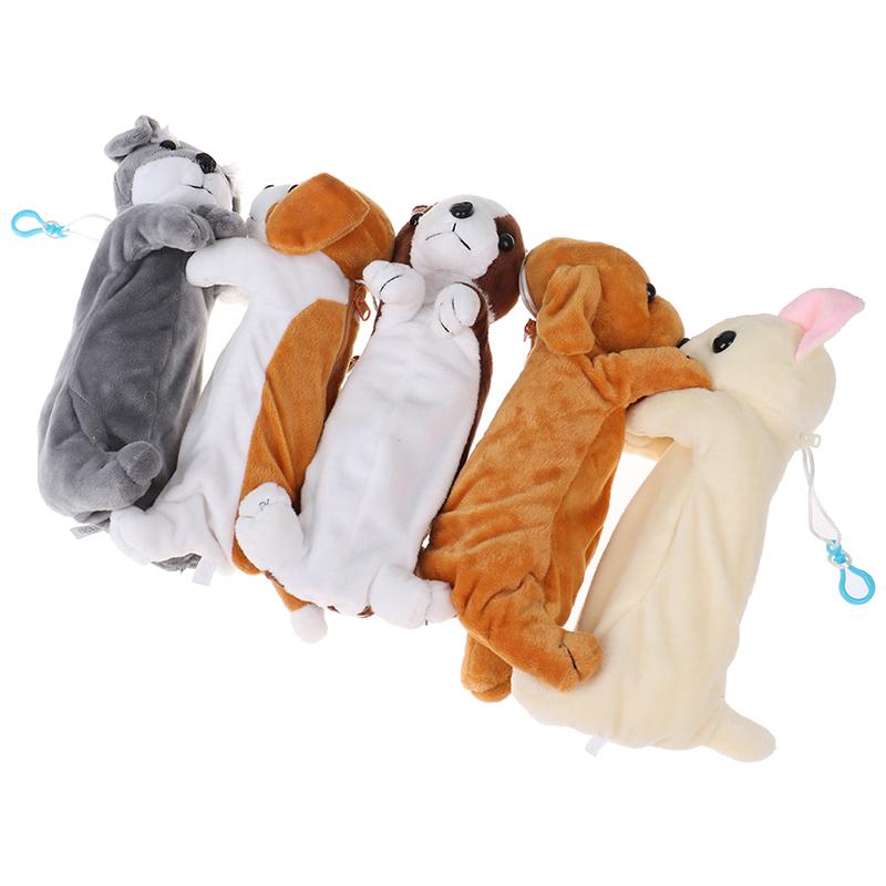 Cartoon Plush Pencil Case Plush Dog Pencil Bags For Kids Stationery Pencil Box